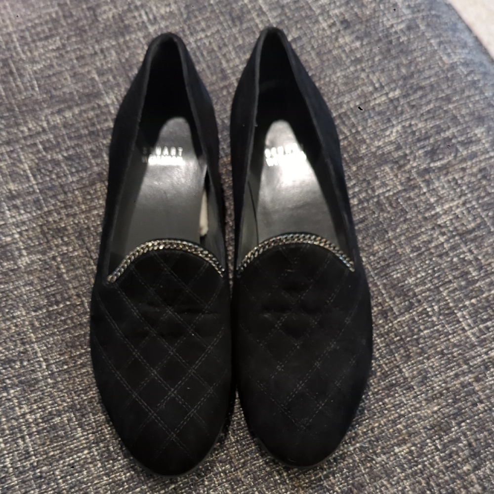 Stuart Weitzman Black Quilted Loafers
